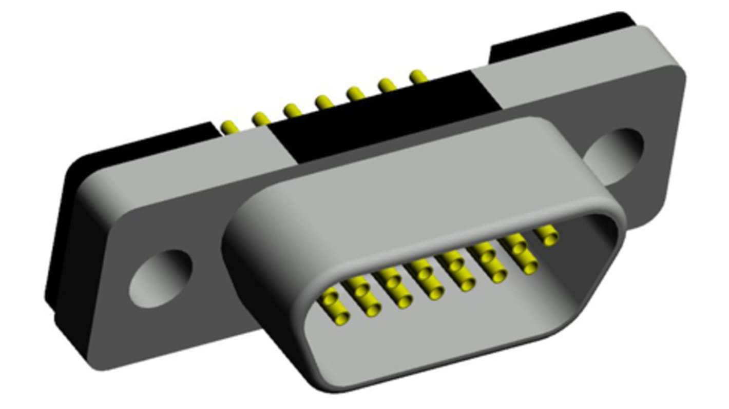 Norcomp MICRO-D 15 Way Through Hole D-sub Connector Socket, 1.27mm Pitch