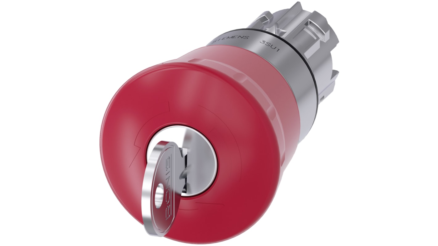 Siemens Φ22mm急停按钮头, 塑料制, 钥匙释放, IP66, IP67, IP69, IP69K防护等级, 红色