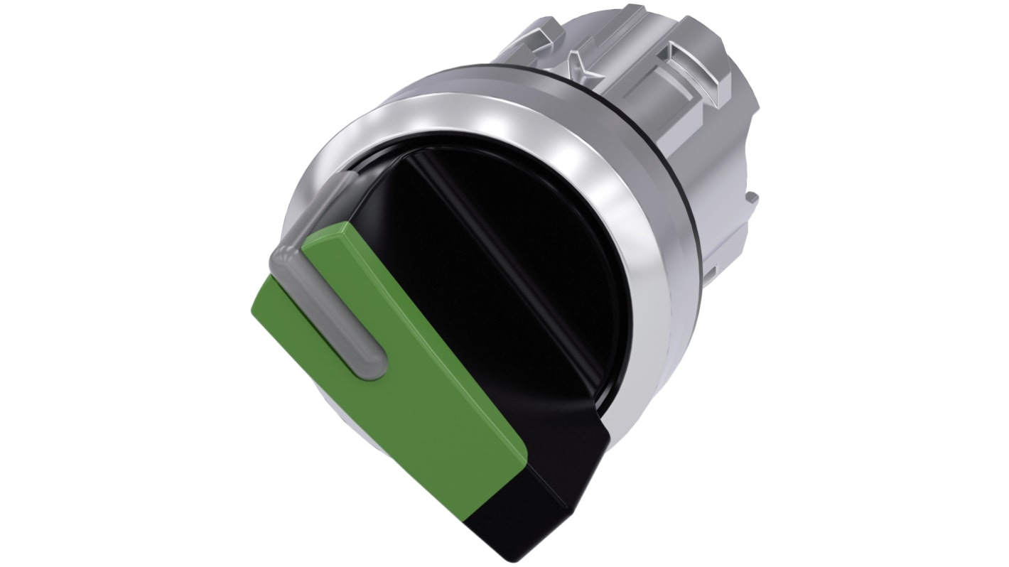 Siemens SIRIUS ACT 3SU10 Series 2 Position Selector Switch Head, 22mm Cutout, Green Handle