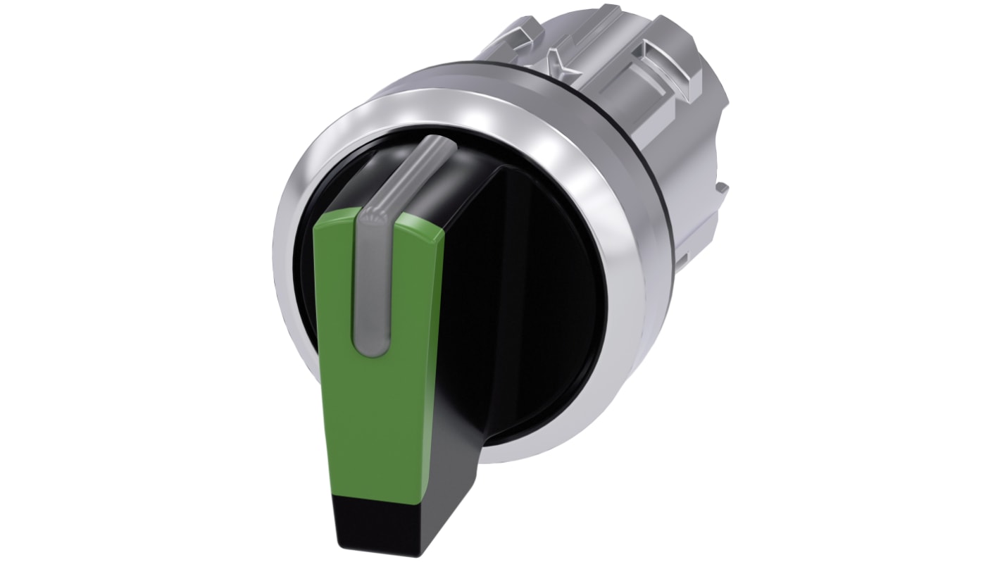 Siemens SIRIUS ACT 3SU10 Series 3 Position Selector Switch Head, 22mm Cutout, Green Handle