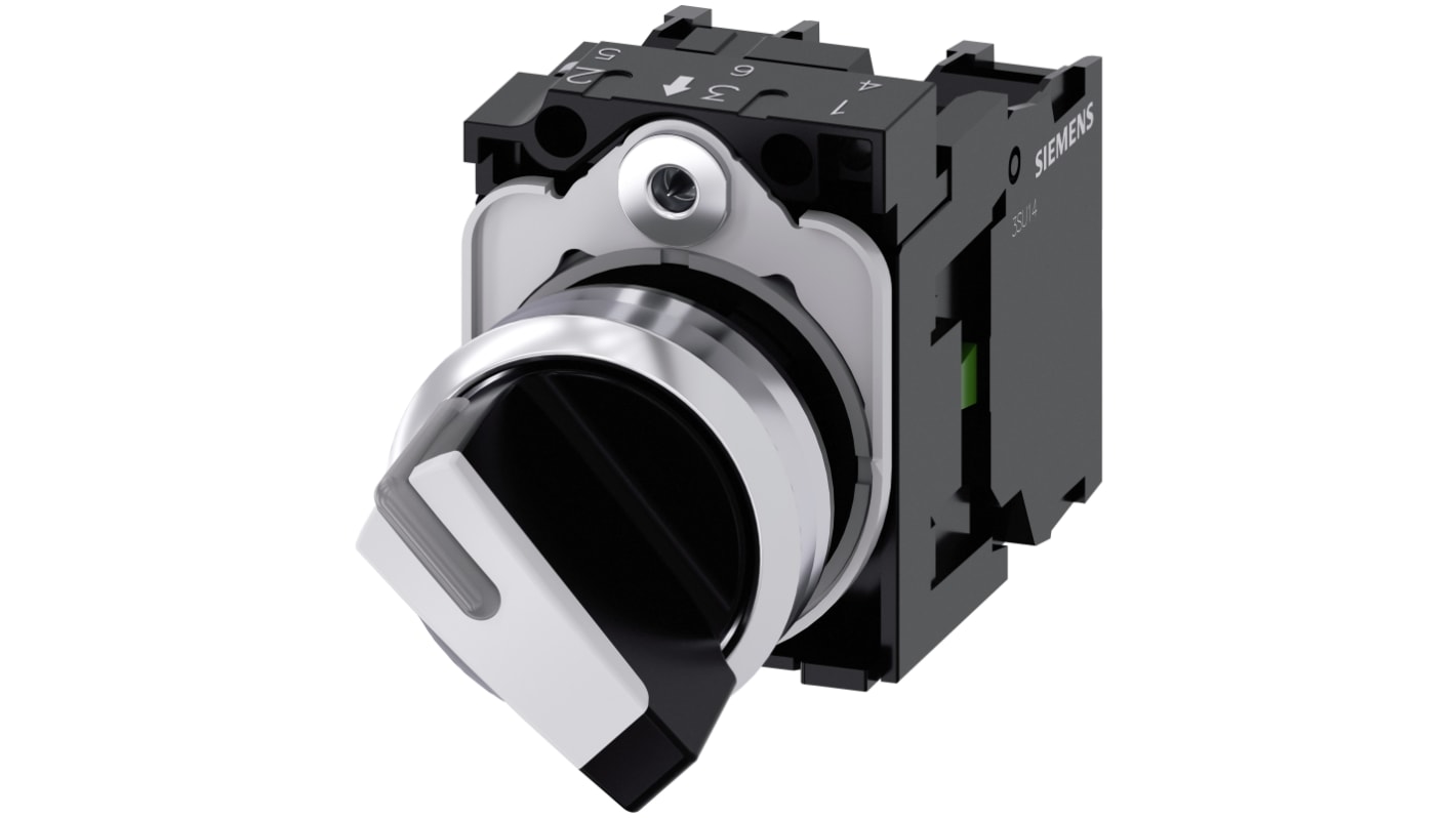 Siemens Short Handle Selector Switch - (SPDT) 22mm Cutout Diameter 2 Positions