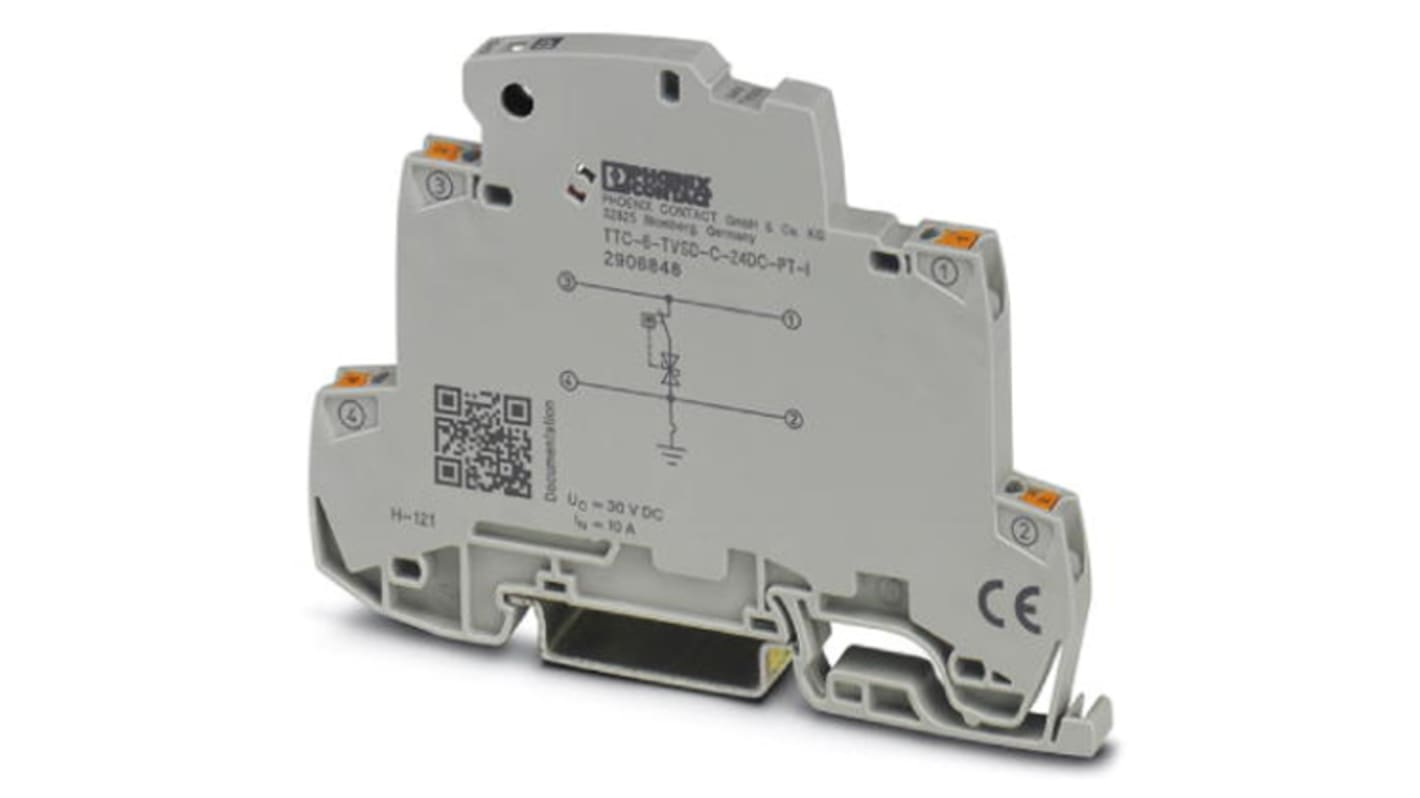 Phoenix Contact, TTC-6-TVSD-C-48DC-PT-I Surge Protector 53 V dc Maximum Voltage Rating Surge Protection Device