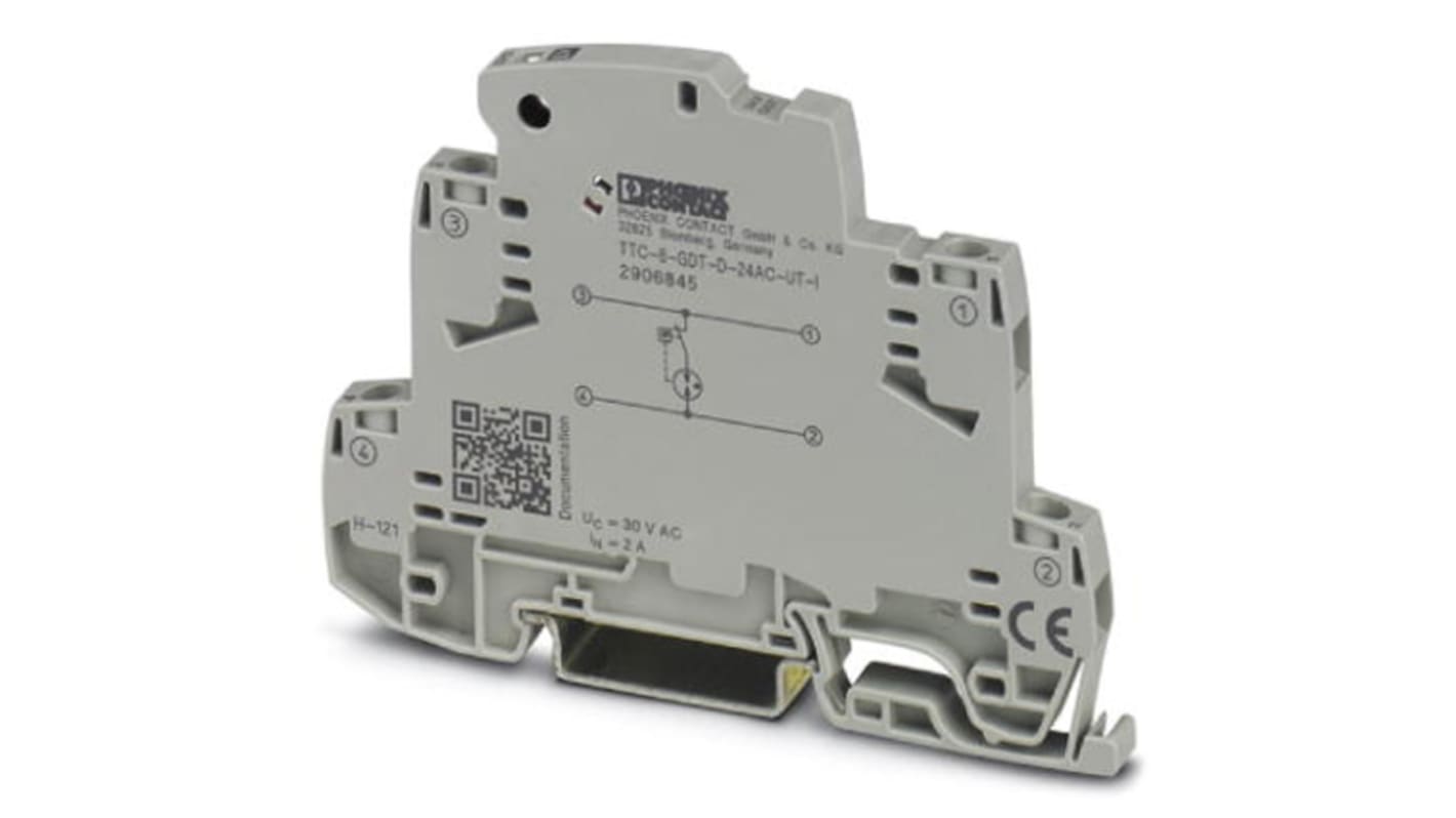 Phoenix Contact, TTC-6-GDT-D-60AC-UT-I Surge Protector 75 V ac Maximum Voltage Rating 5kA Maximum Surge Current Surge