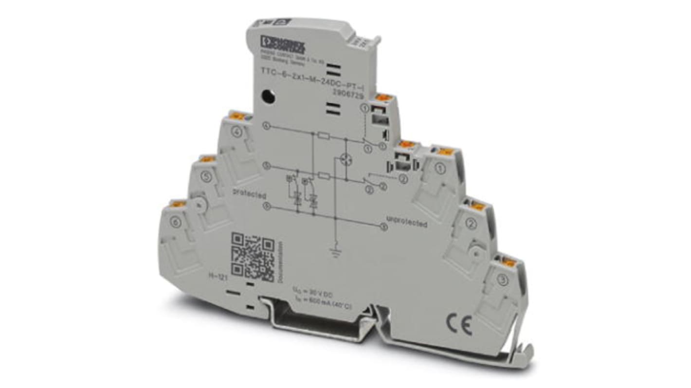 Phoenix Contact, TTC-6-2X1-M-24DC-PT-I Surge Protector 30 V dc Maximum Voltage Rating 10kA Maximum Surge Current Surge