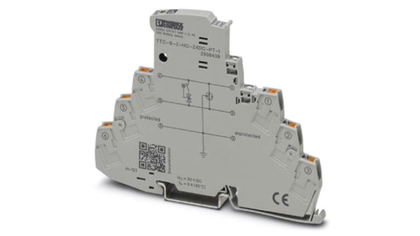 Protector contra transitorios Phoenix Contact, Dispositivos de protección contra sobretensiones, 30 V dc, 5kA, Carril