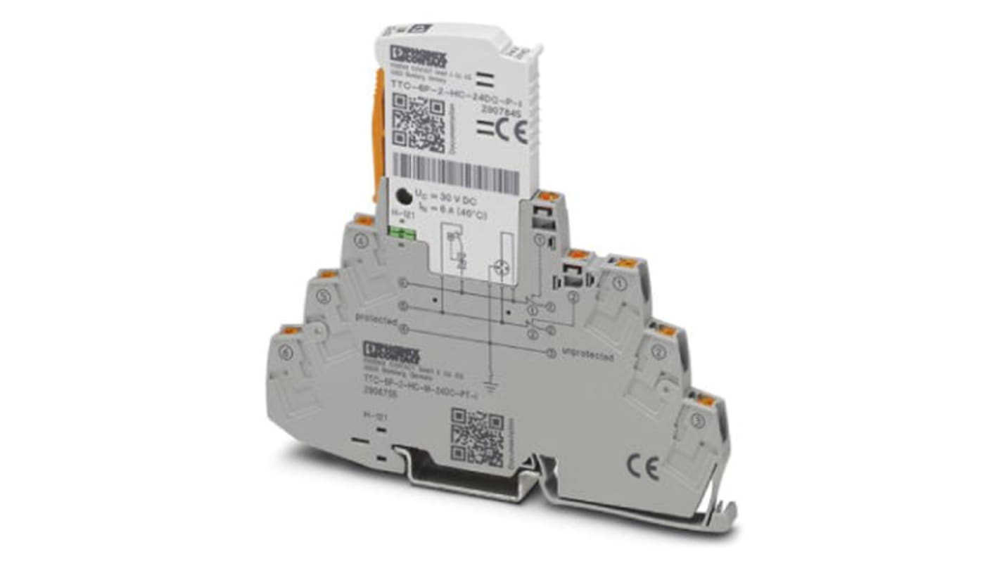 Phoenix Contact, TTC-6P-2-HC-M-24DC-PT-I Surge Protector 30 V dc Maximum Voltage Rating 5kA Maximum Surge Current Surge