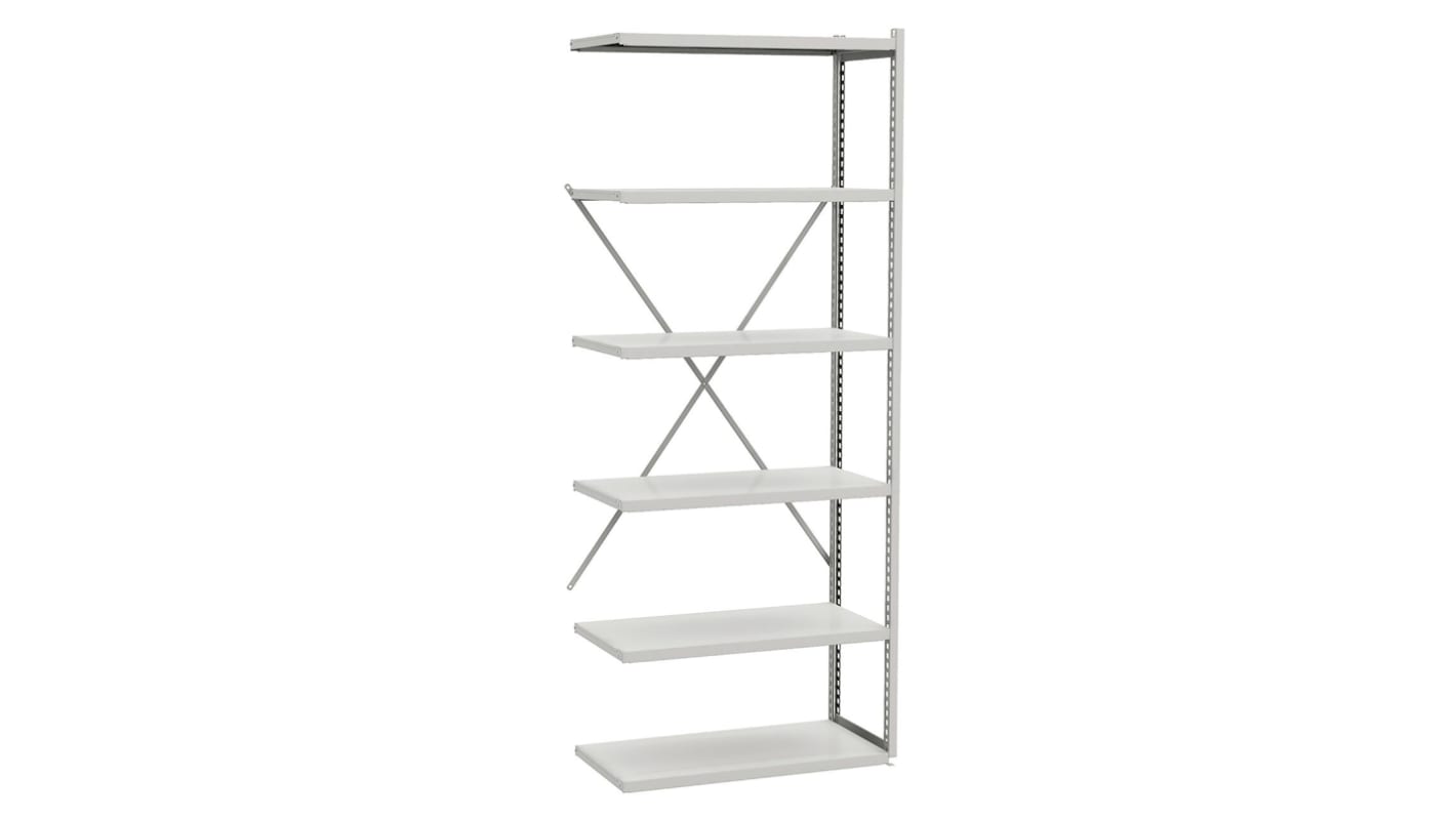 Treston Grey Steel Storage Rack System Extension Bay, 2000mm x 1000mm, 500mm, 149.69 (Shelf) kg, 99.79 (Section) kg Load