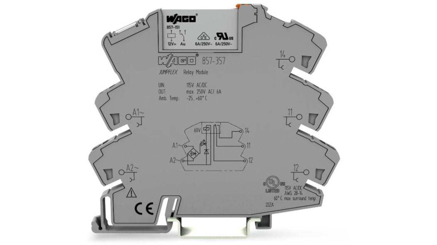 WAGO Interface Relay, DIN Rail Mount, 115V ac/dc Coil, 1-Pole