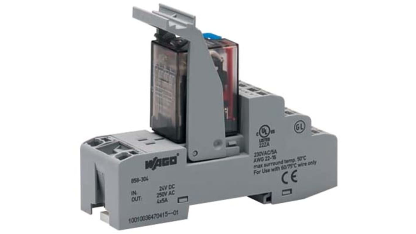 WAGO Interface Relay, DIN Rail Mount, 24V dc Coil, 4PDT, 4-Pole