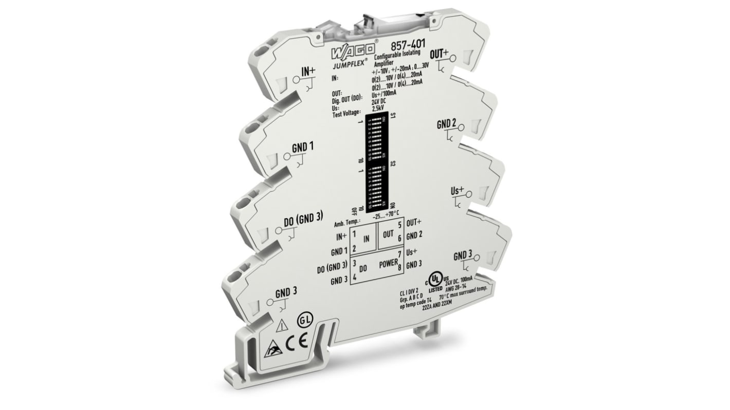 WAGO Signal Conditioner, Current, Voltage Input, Current, Voltage Output, 24V dc Supply