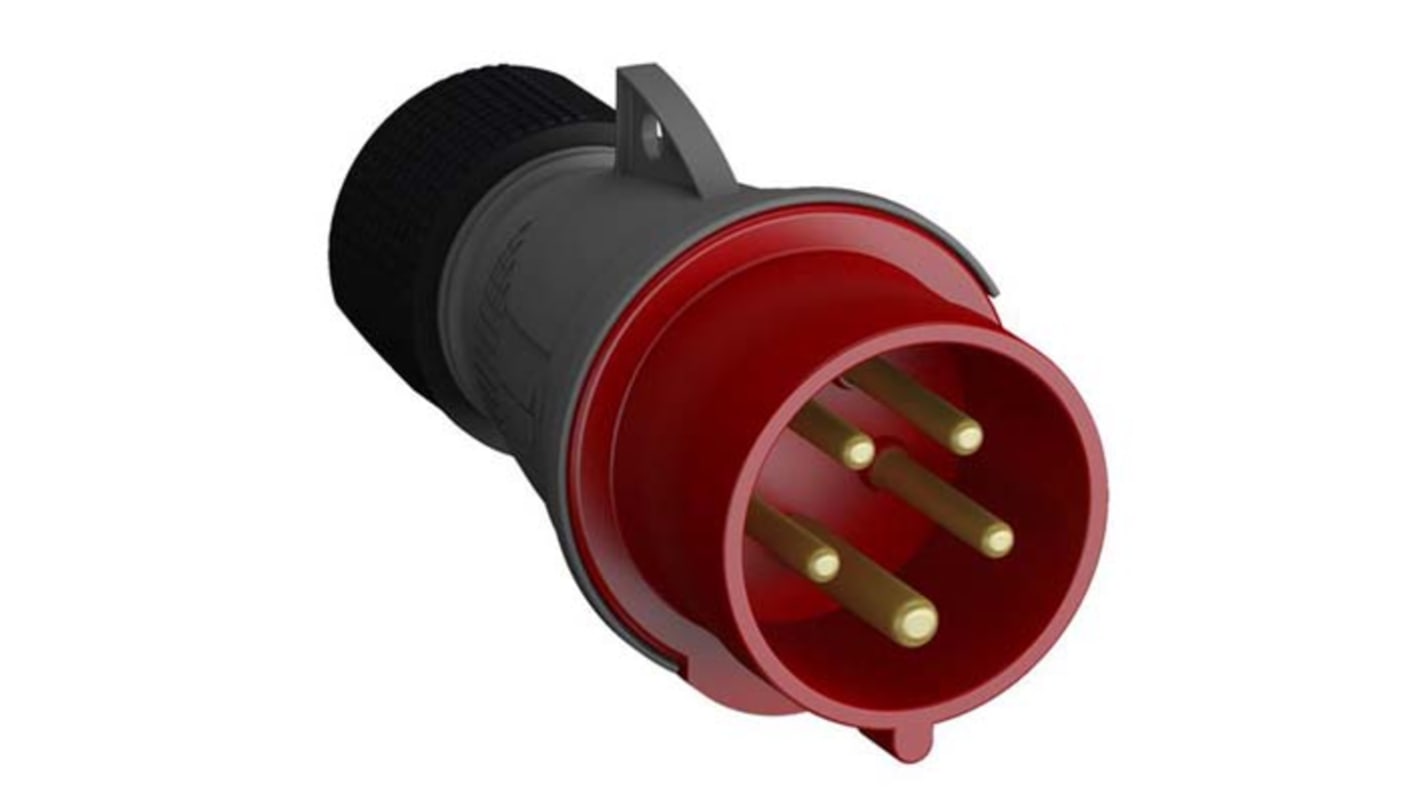 Amphenol Industrial, Easy & Safe IP44 Red Cable Mount 3P + N + E Industrial Power Plug, Rated At 16A, 415 V