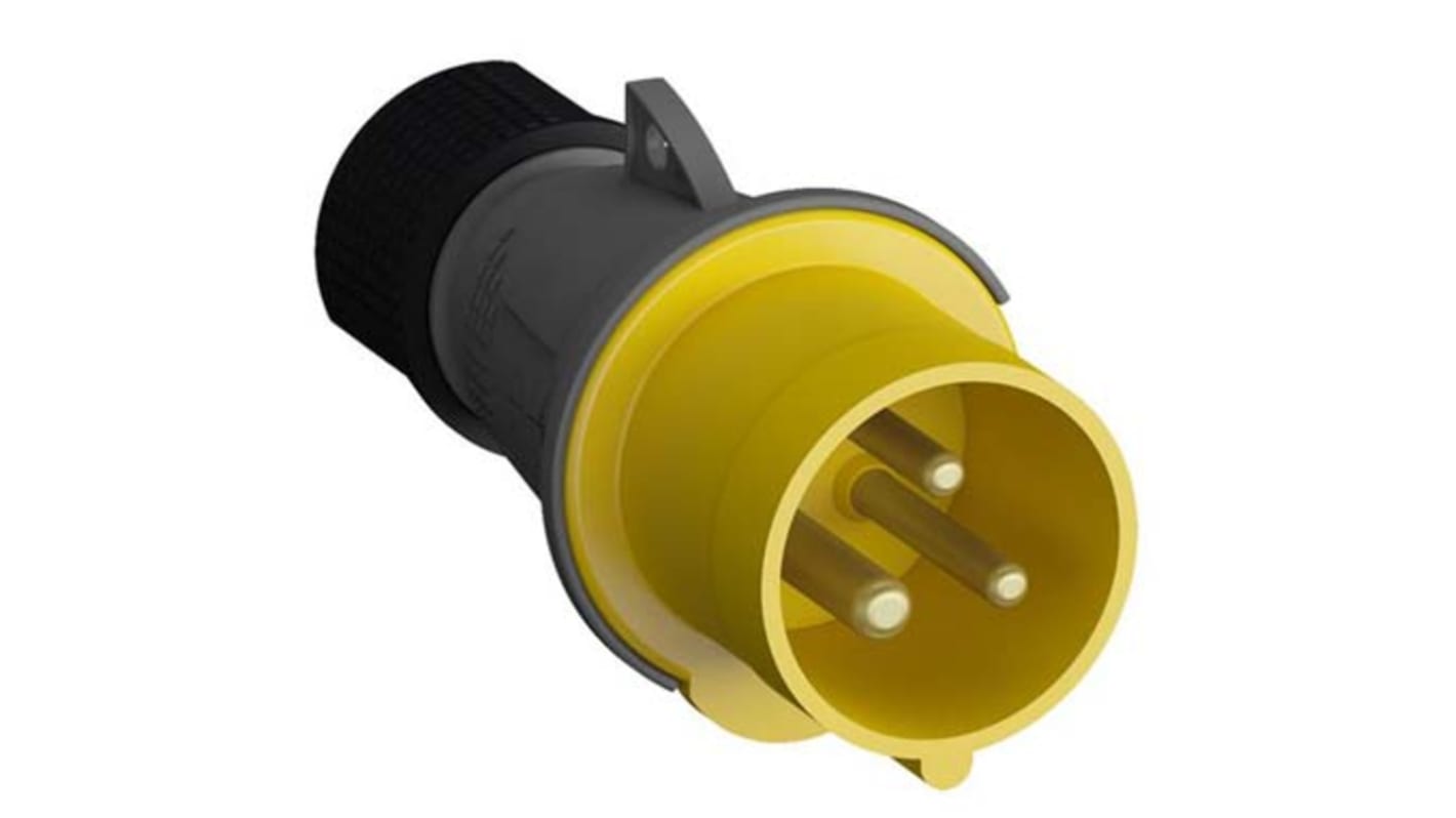 Amphenol Industrial, Easy & Safe IP44 Yellow Cable Mount 2P + E Industrial Power Plug, Rated At 16A, 110 V