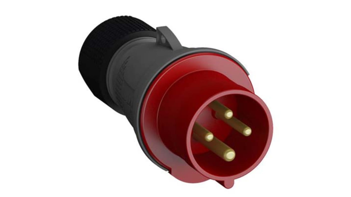 ABB, Easy & Safe IP44 Red Cable Mount 3P + E Industrial Power Plug, Rated At 16A, 415 V