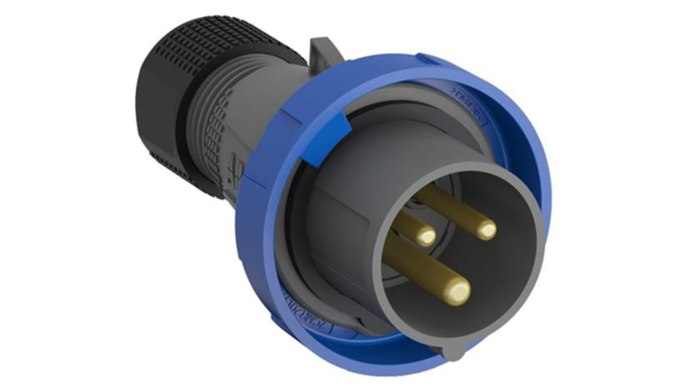Amphenol Industrial, Easy & Safe IP67 Blue Cable Mount 2P + E Industrial Power Plug, Rated At 32A, 230 V