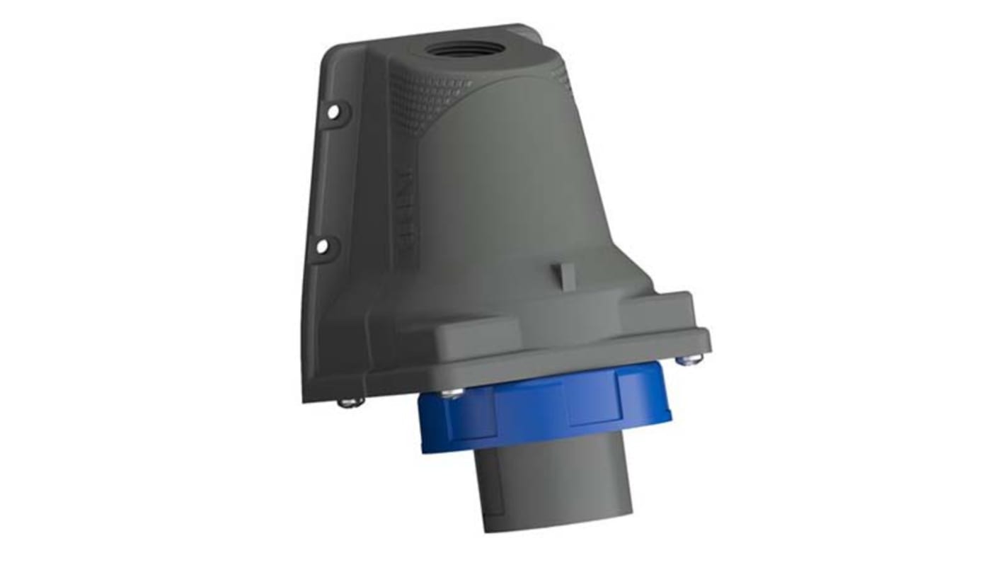 Amphenol Industrial, Easy & Safe IP67 Blue Wall Mount 2P + E Right Angle Industrial Power Plug, Rated At 32A, 230 V