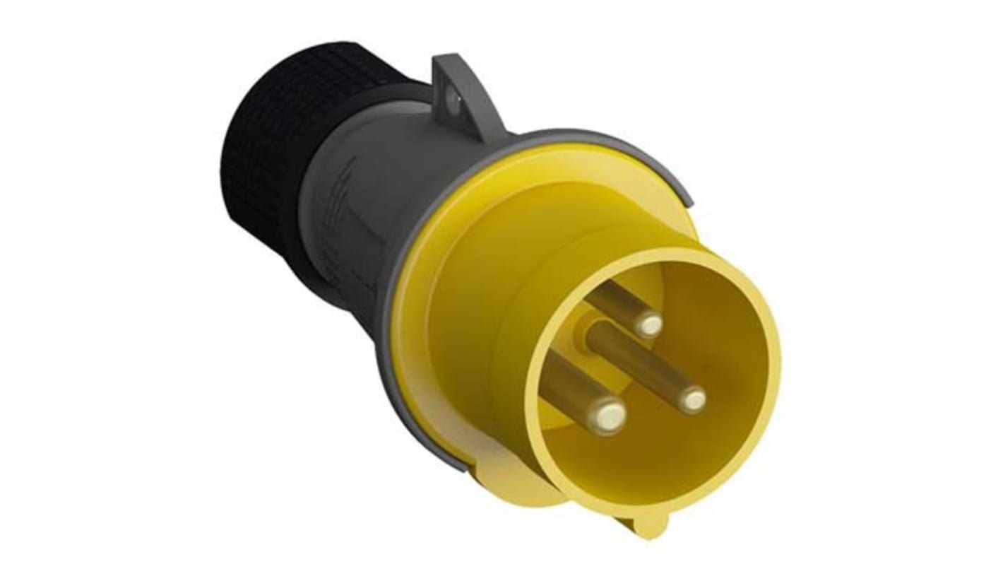 Amphenol Industrial, Easy & Safe IP44 Yellow Cable Mount 2P + E Industrial Power Plug, Rated At 32A, 110 V