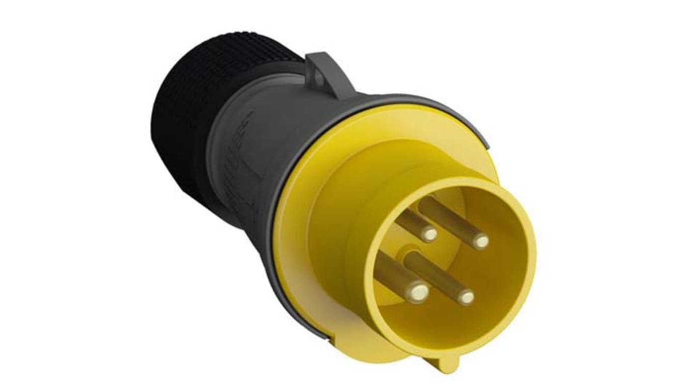 Amphenol Industrial, Easy & Safe IP44 Yellow Cable Mount 3P + E Industrial Power Plug, Rated At 16A, 110 V