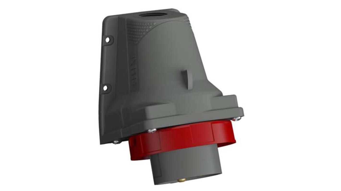 Amphenol Industrial, Easy & Safe IP67 Red Wall Mount 3P + N + E Right Angle Industrial Power Plug, Rated At 16A, 415 V