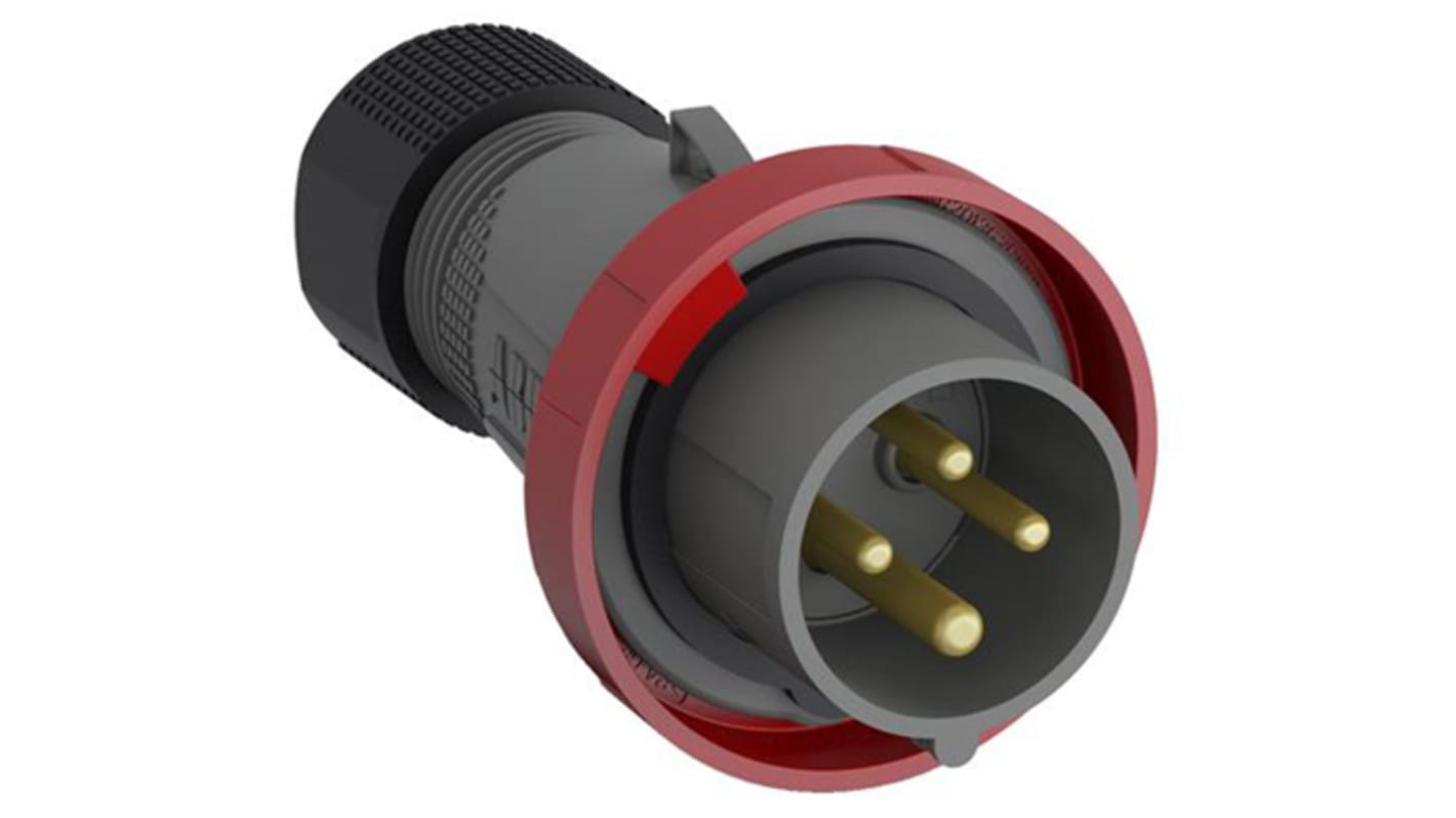 Amphenol Industrial, Easy & Safe IP67 Red Cable Mount 3P + E Industrial Power Plug, Rated At 32A, 415 V