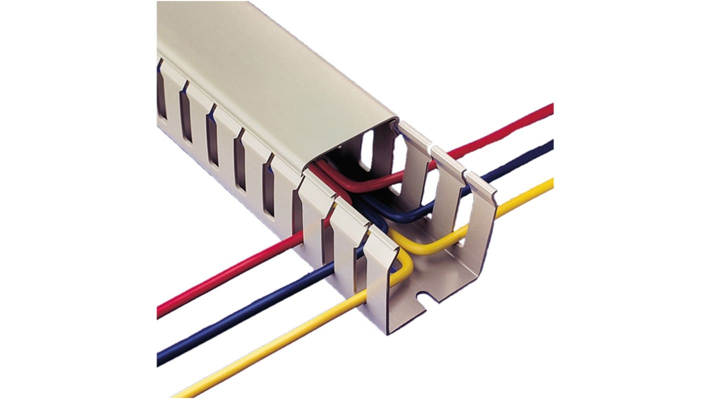 Betaduct Grey Slotted Panel Trunking - Open Slot, W50 mm x D100mm, L2m, PVC