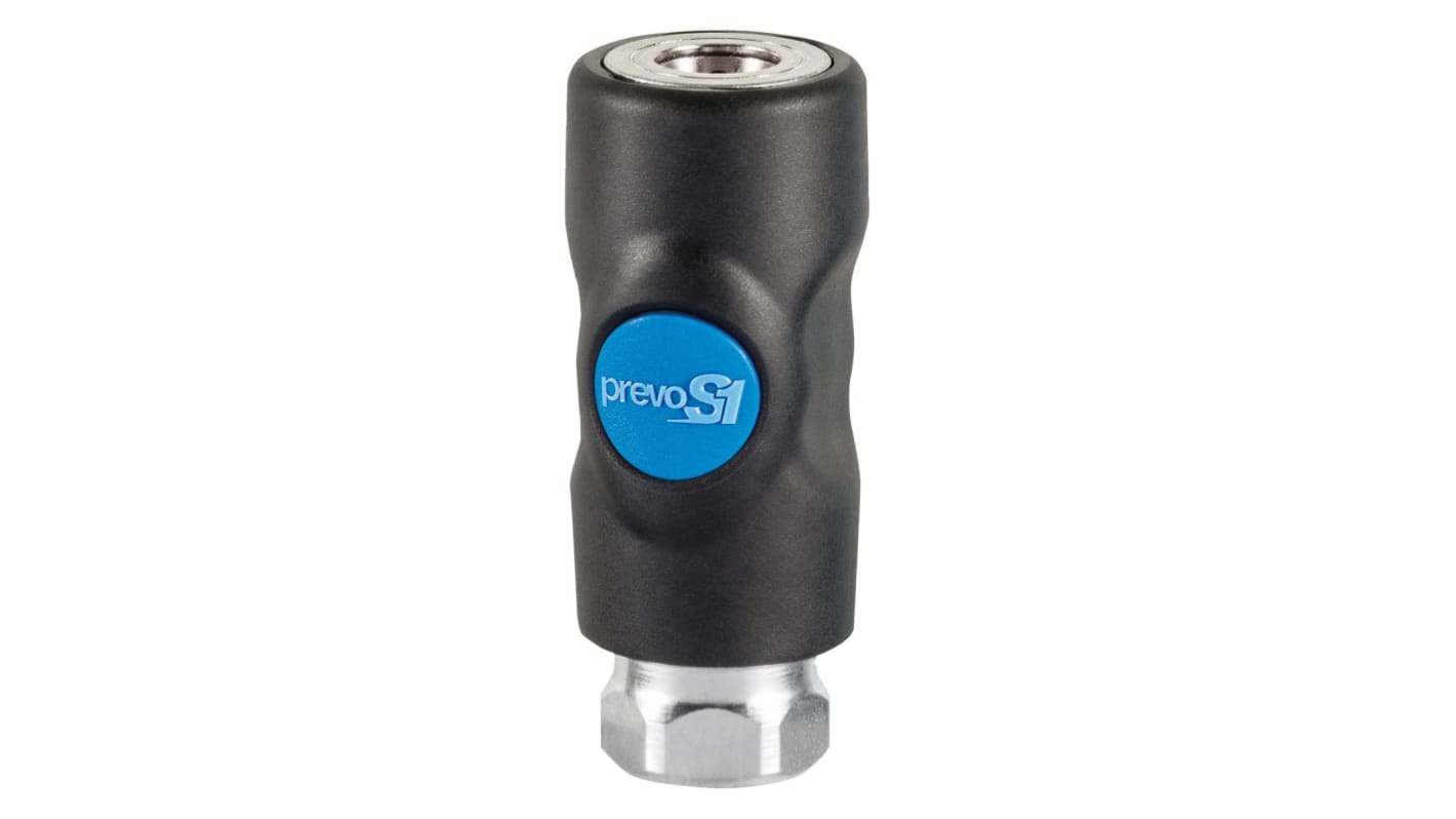 PREVOST 安全快速接头, G 1/4 内螺纹快速接头母头, 复合体制, 12bar, ISO B6标准, prevoS1 ISI 06系列