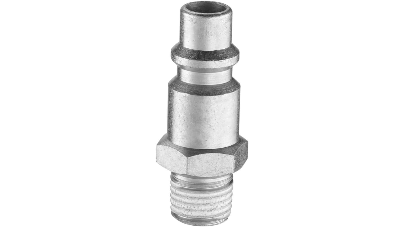 PREVOST Treated Steel Male Plug for Pneumatic Quick Connect Coupling, G 1/4 Male Threaded