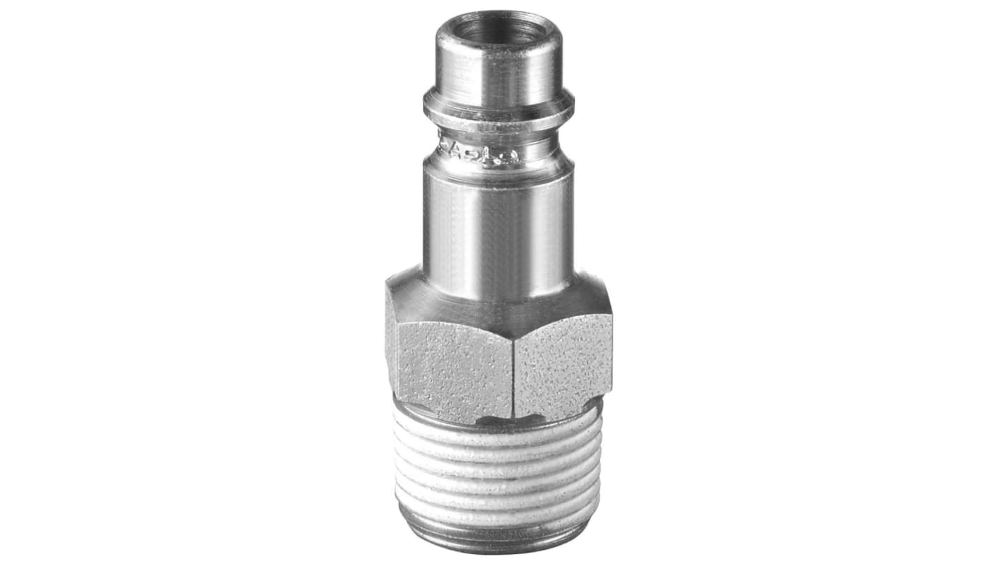 PREVOST Treated Steel Male Plug for Pneumatic Quick Connect Coupling, G 1/4 Male Threaded