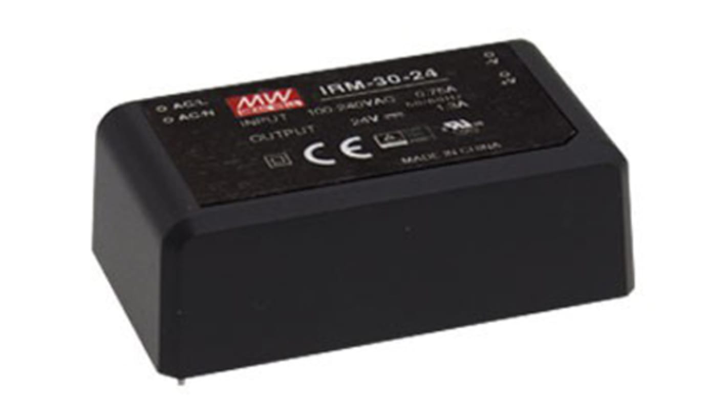Alimentatore switching MEAN WELL IRM-30-24, 31W, ingresso 85 → 264V ca, uscita 24V cc, 1.3A IRM-30