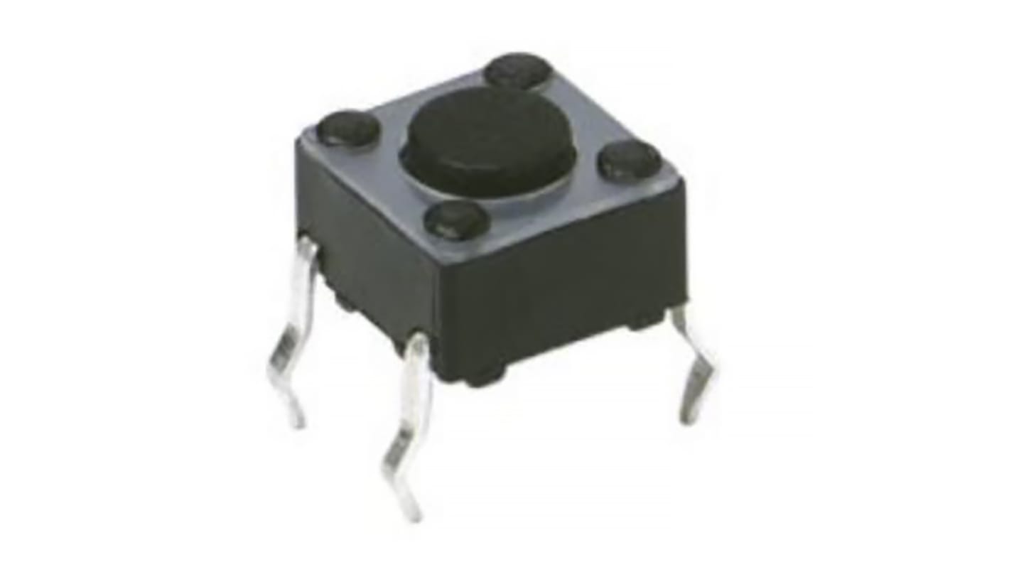 C & K IP40 Black Button Tactile Switch, SPST 50 mA 3.5 (Dia.)mm Through Hole