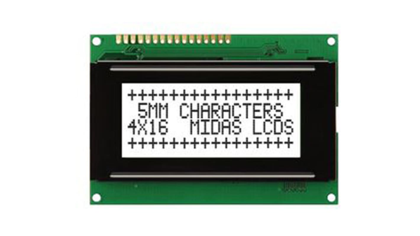 Midas MC41605A6W-FPTLW-V2 A Alphanumeric LCD Display White, 4 Rows by 16 Characters, Transflective