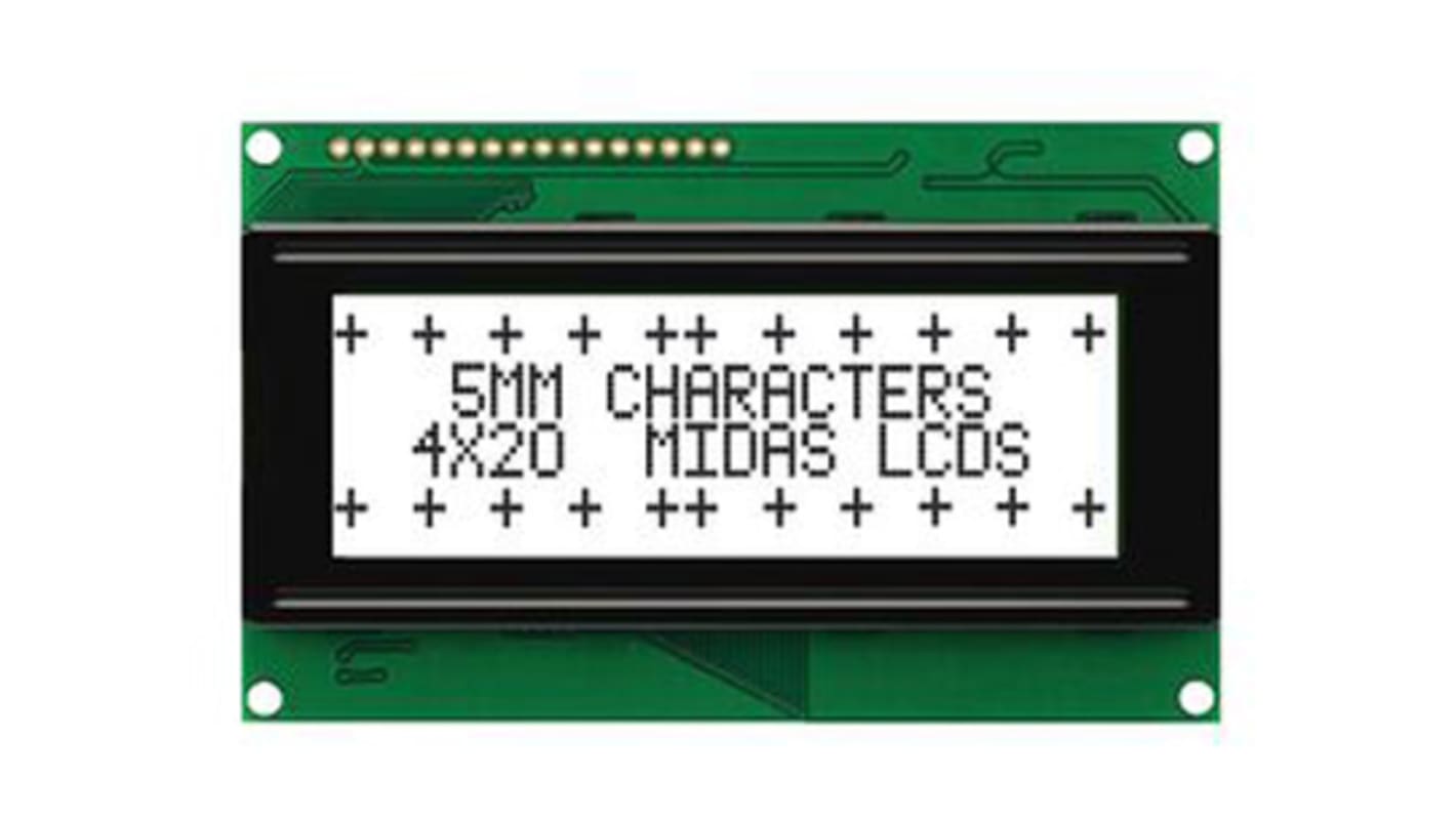 Midas MC42005A6W-FPTLW-V2 A Alphanumeric LCD Display White, 4 Rows by 20 Characters, Transflective
