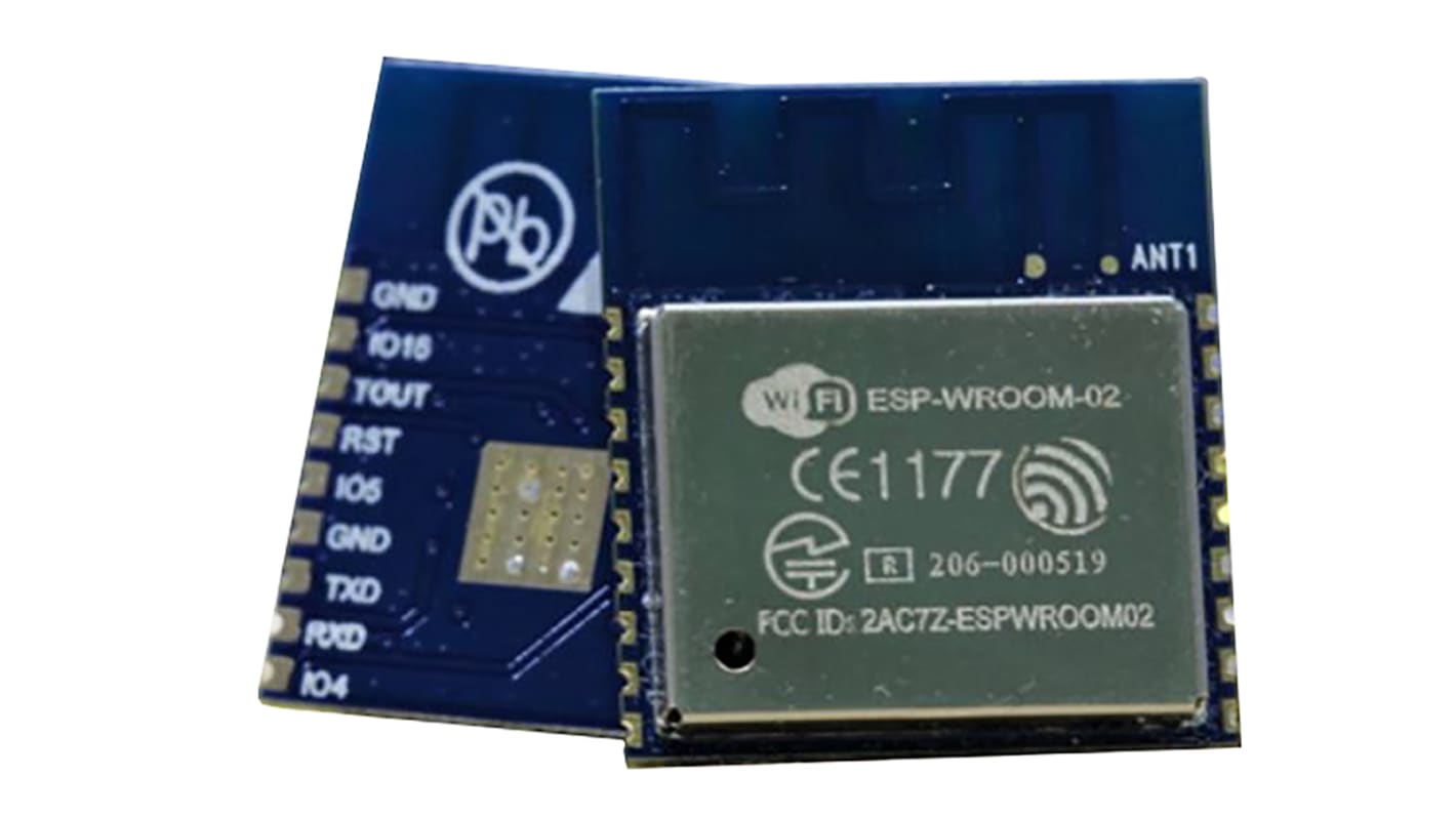 Módulo wifi Espressif, ESP-WROOM-02, 802.11b, 802.11g, 802.11n, WPA, WPA2, Interfáz GPIO, HSPI, I2C, I2S, IR, PWM,