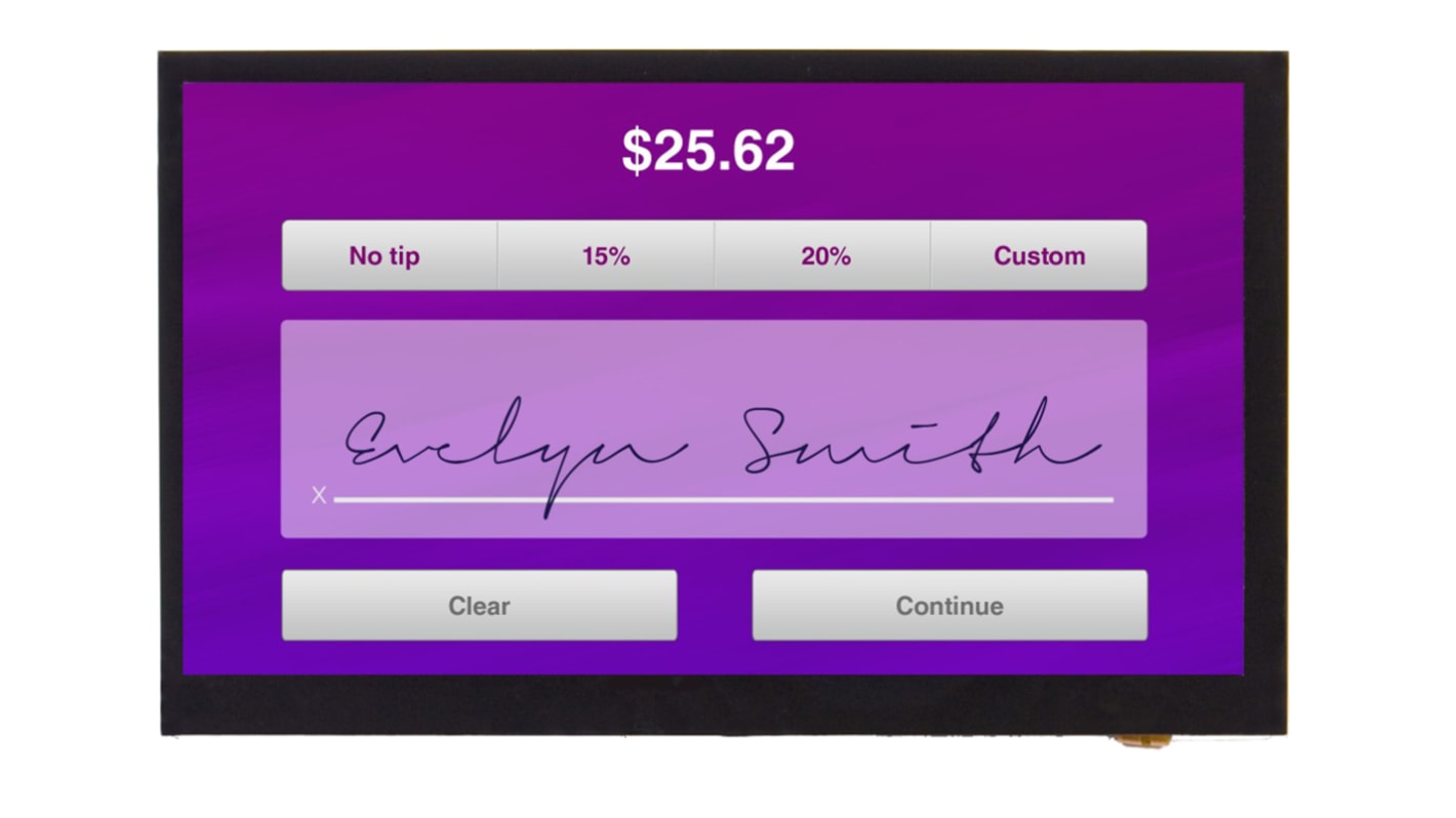 Display LCD color TFT táctil capacitivo Displaytech de 7plg, 1024 x 600pixels, alim. 2,6 → 3,6 V, interfaz LVDS