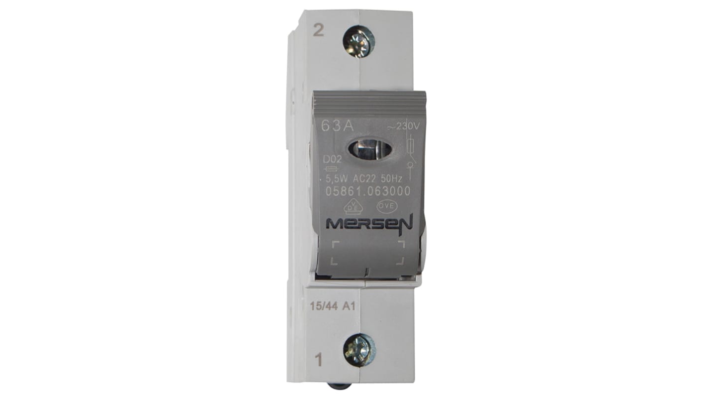 Mersen 63A Bottle Fuse Holder, 1P, 65 V dc, 230V ac