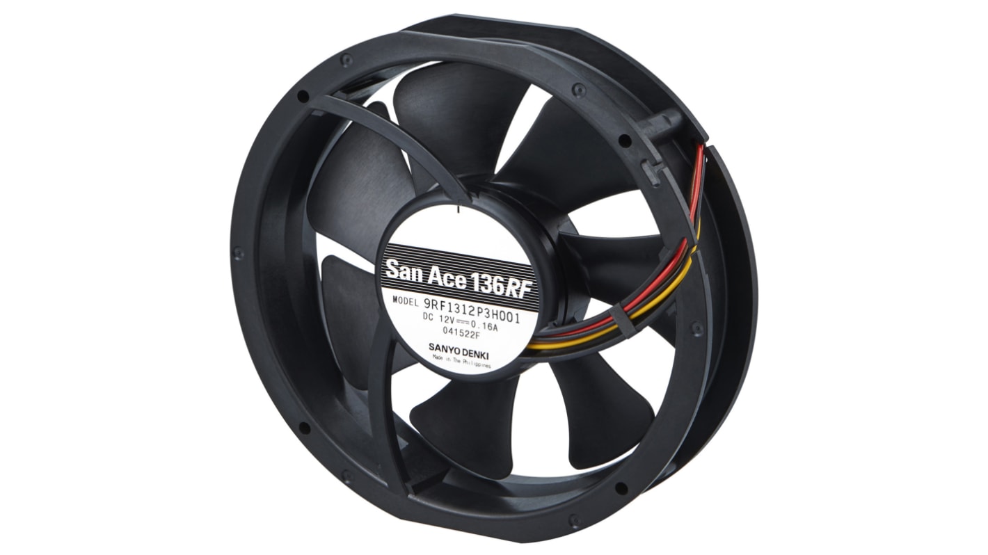 Sanyo Denki San Ace 9RF Series Axial Fan, 24 V dc, DC Operation, 120m³/h, 2.2W, 90mA Max, 131 x 136 x 28mm