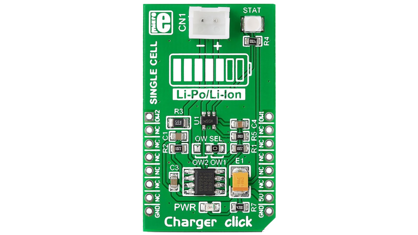 MikroElektronika Charger Click Battery Charger for MCP73831 for Li-ion & Li-Poly Batteries