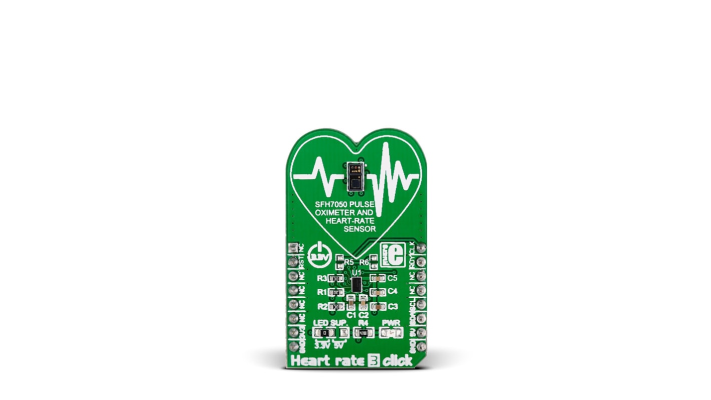 Snímač srdečního tepu, klasifikace: Deska mikroBus Click for SFH7050 Heart Rate 3 Click MIKROE-2036, MikroElektronika