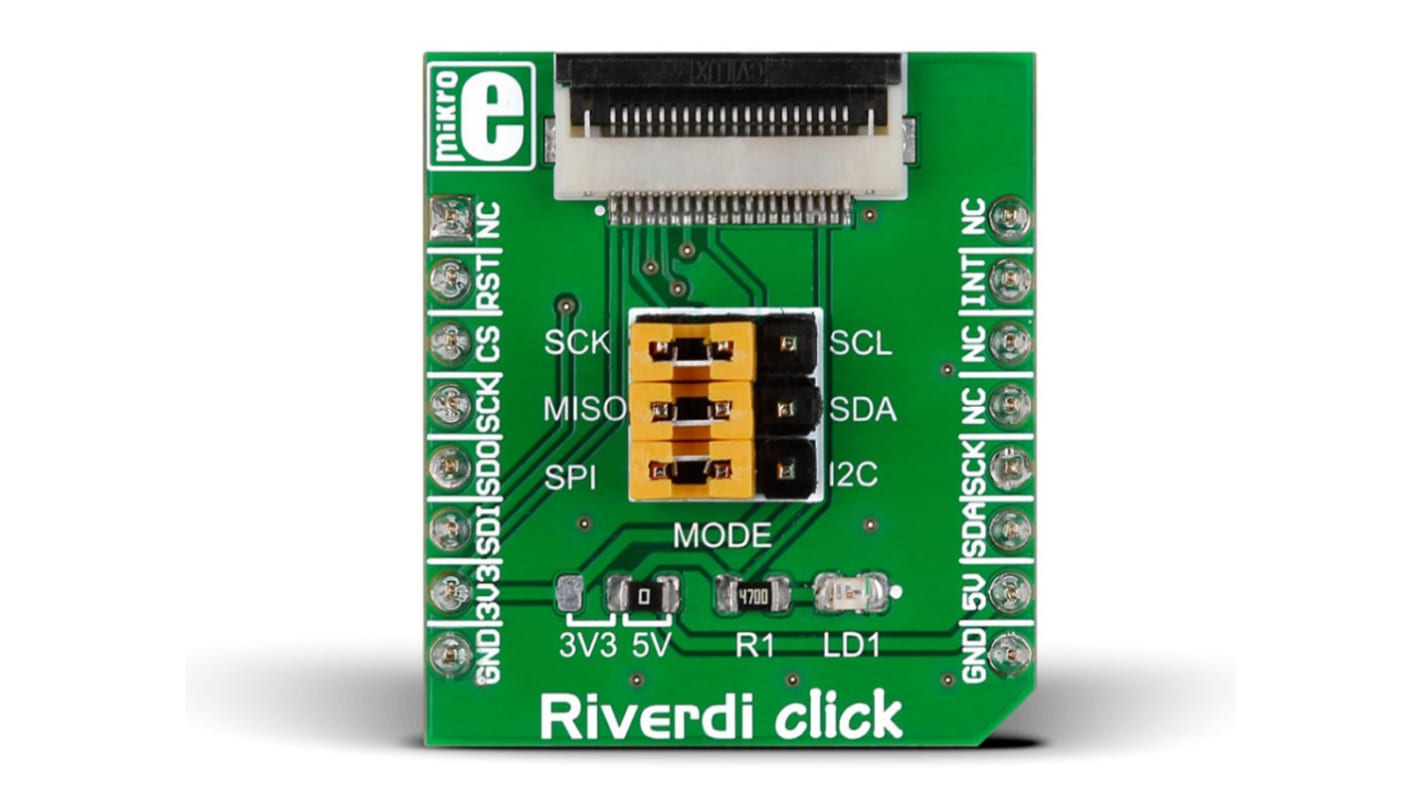 MikroElektronika MIKROE-2100, Riverdi Click LCD Add On Board With FT8xx, zif20