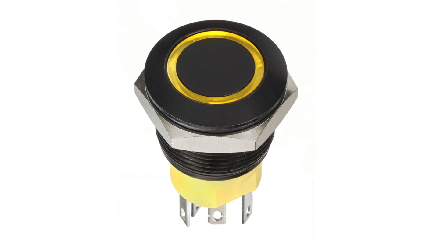Interruttore a pulsante APEM, Momentaneo, DPST, luminoso, 1 A, IP67 Montaggio a pannello