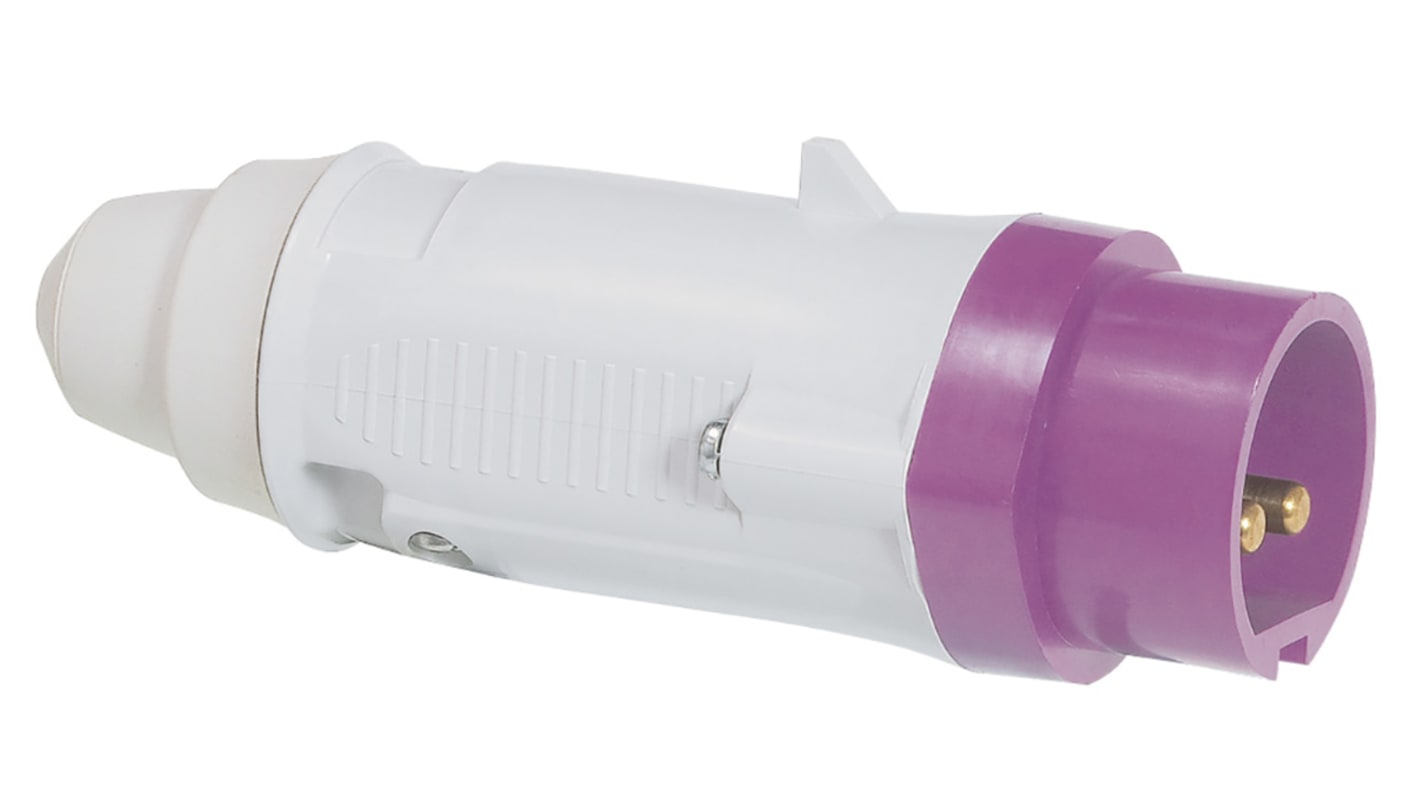 Legrand IP44 Violet Cable Mount 2P Industrial Power Plug, Rated At 16A, 20 → 25 V