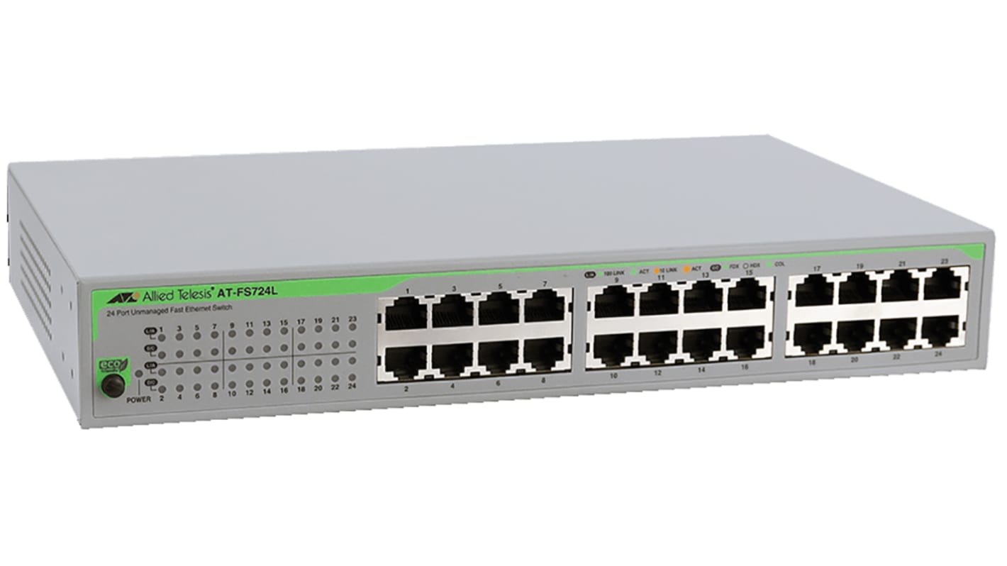 Switch Ethernet Allied Telesis para montaje en rack, 24 puertos, 10/100Mbit/s, 24 RJ45