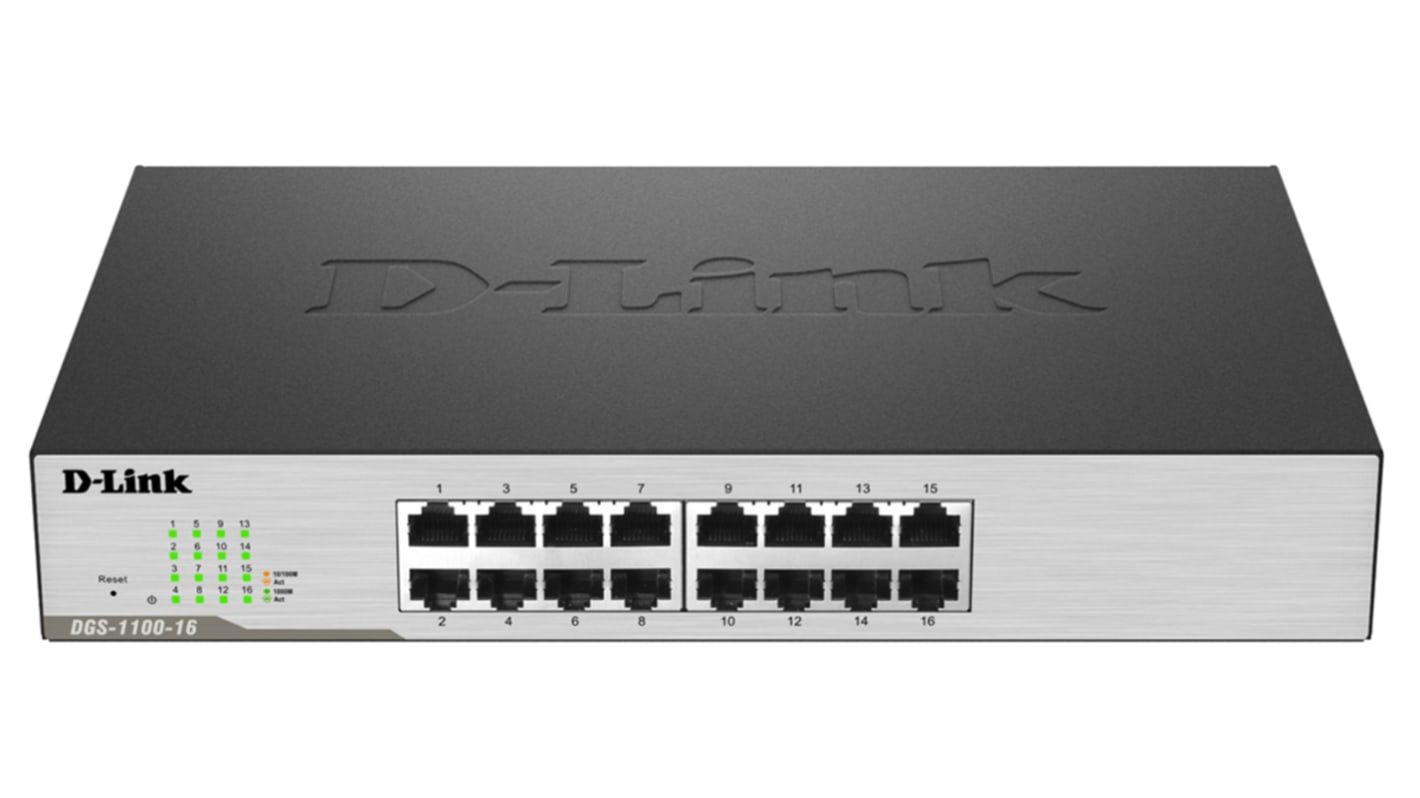 D-Link DGS-1100-16 Smart Switch Rackmontage 16-Port Smart 10/100/1000Mbit/s 280 x 180 x 44mm