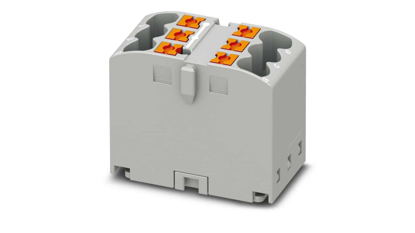 Phoenix Contact Distribution Block, 6 Way, 0.14 → 4mm², 24A, 500 V, Grey