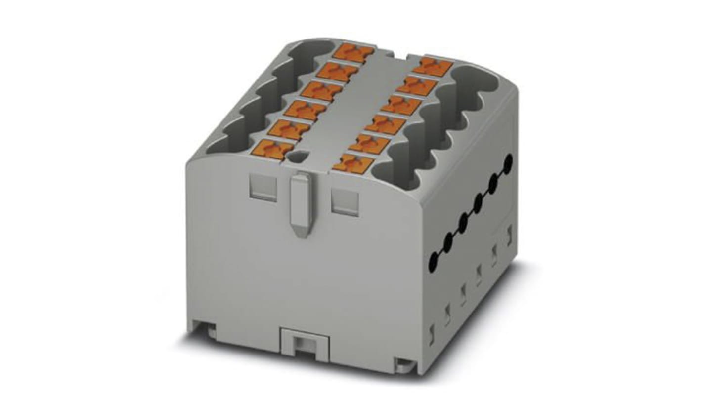 Phoenix Contact Distribution Block, 12 Way, 0.14 → 4mm², 24A, 500 V, Grey