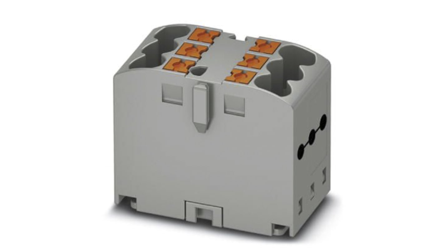 Phoenix Contact Distribution Block, 6 Way, 0.14 → 4mm², 24A, 500 V, Grey