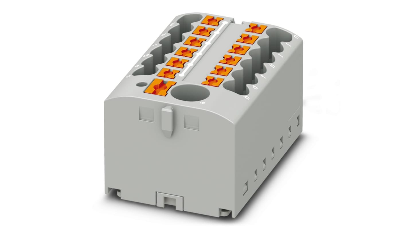Phoenix Contact Distribution Block, 13 Way, 0.14 → 4mm², 24 A, 41 A, 500 V, Grey