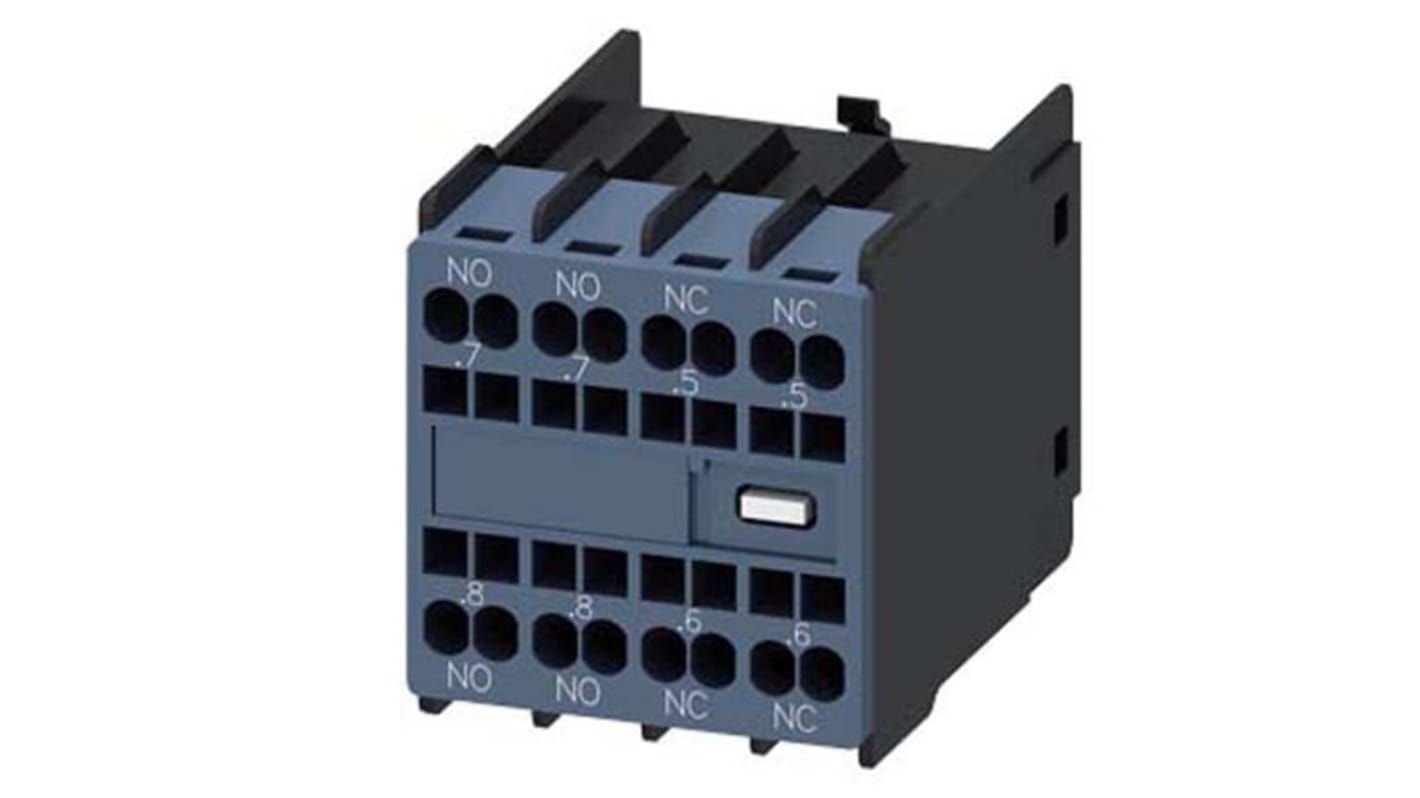 Siemens Auxiliary Switch Block, 4 Contact, 2NC + 2NO, Snap-On, Sirius Innovation 3RH29