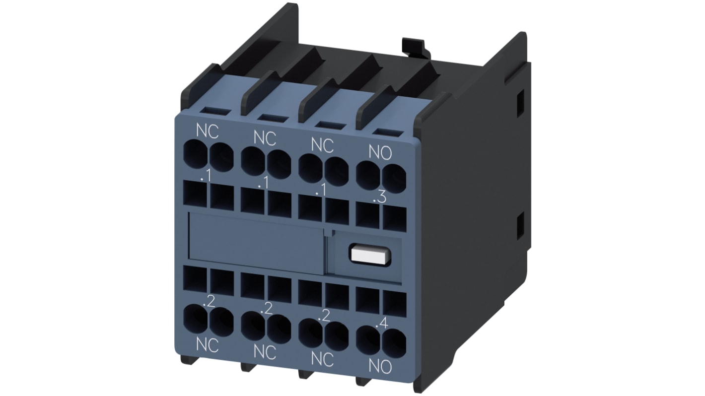 Siemens Auxiliary Switch Block, 4 Contact, 1NO + 3NC, Snap-On, Sirius Innovation
