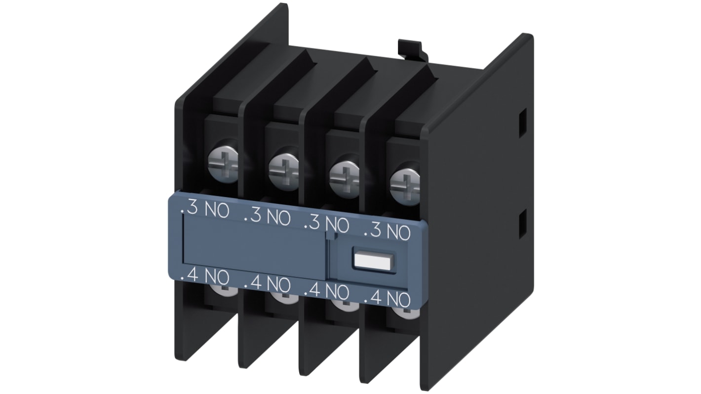 Siemens Auxiliary Switch Block, 4 Contact, 4NO, Snap-On, Sirius Innovation
