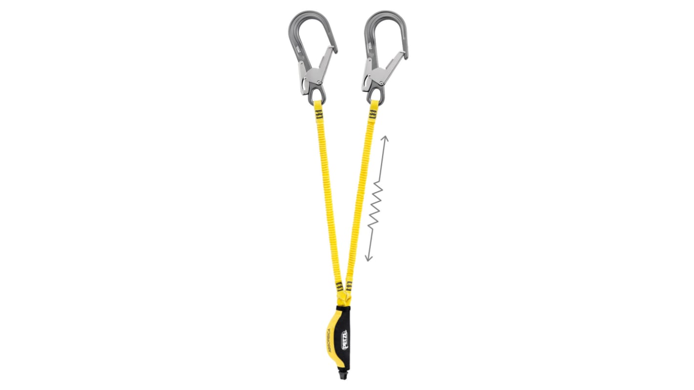 Petzl 1.85m Work Positioning Shock Absorbing Lanyard Twist Lock Karabiner Twin